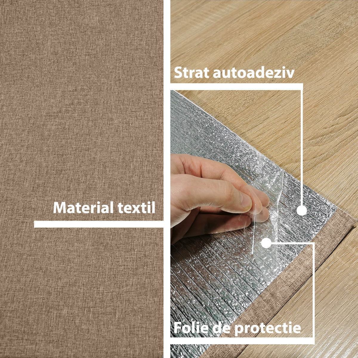 Rola tapet autoadeziv, panzat, 4mm grosime, Naimeed D5727, design elegant, termoizolant, 65x280cm, Maro