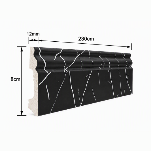 Plintă decorativă, polimer rigid, Naimeed D5730NEGRU, Negru, 230 × 8 × 1.1 cm