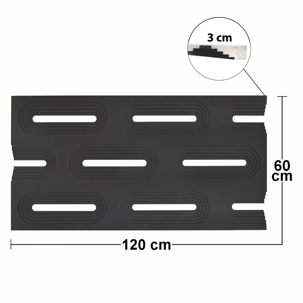 Set 8 x Panou Decorativ 3D, Naimeed D5765, ultrausor, design elegant, PU, 120 x 60 x 3 cm, Negru