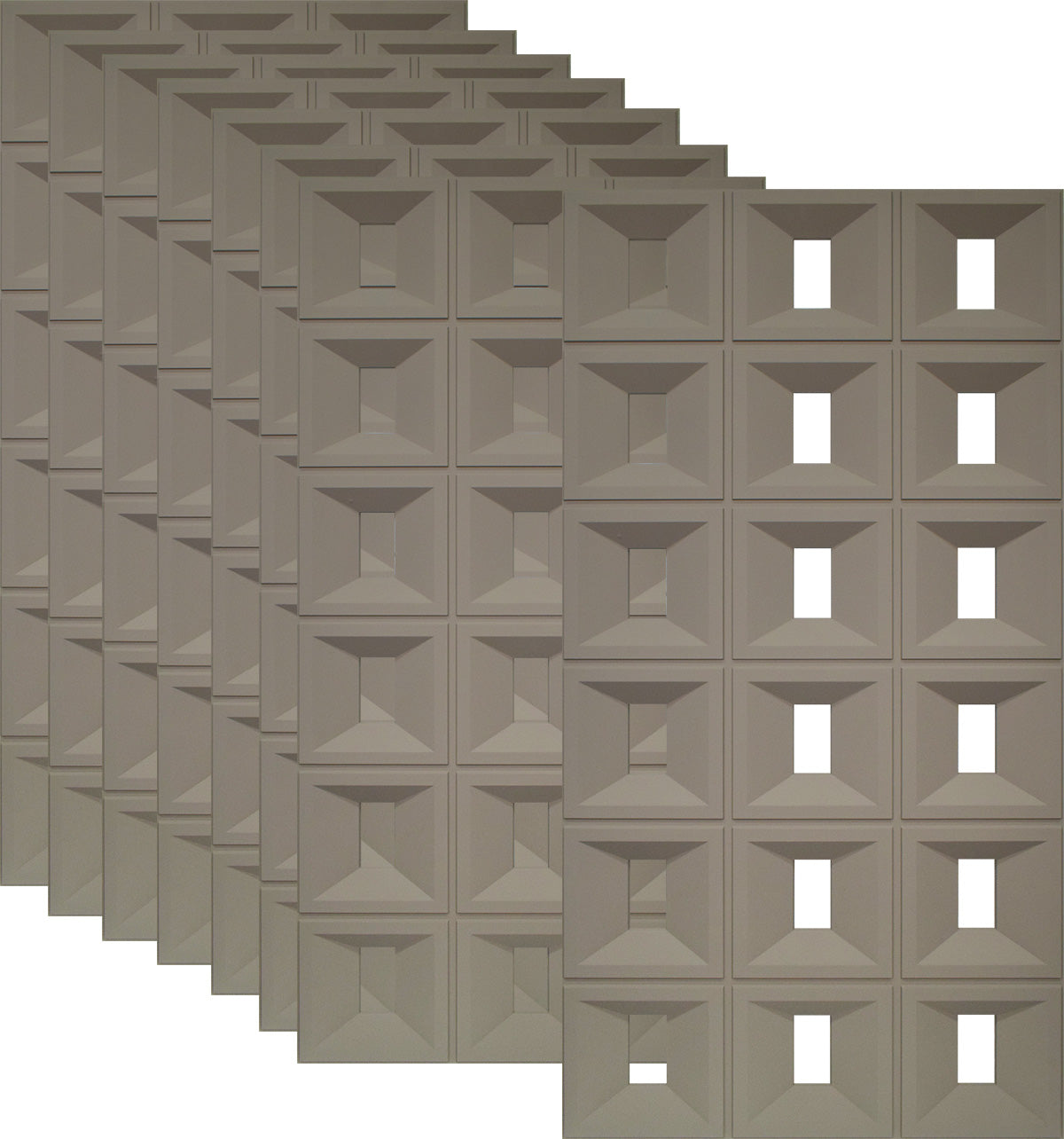 Set 8 x Panou Decorativ 3D, Naimeed D5769, ultrausor, design elegant, PU, 120 x 60 x 3 cm, Maro