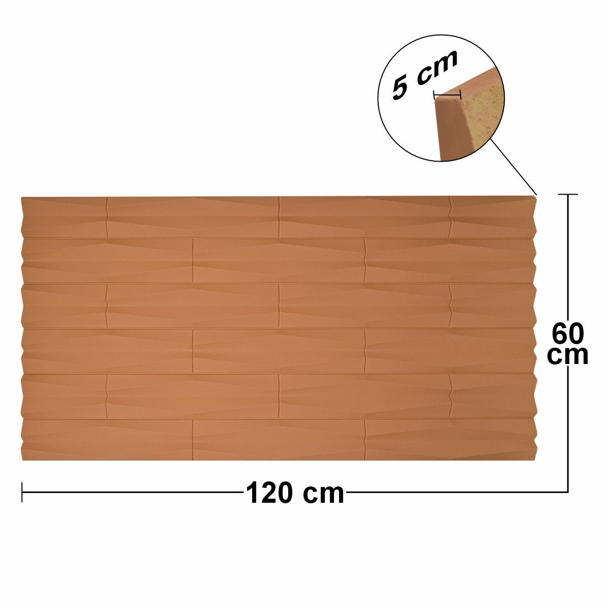 Set 6 x Panou Decorativ 3D, Naimeed D5775, ultrausor, design elegant, PU, 120 x 60 x 2.5 cm, Portocaliu