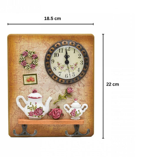 Cuier decorativ cu 2 carlige duble, Naimeed D58-2, 18.5x22x0.8 cm, Maro - 221.ro