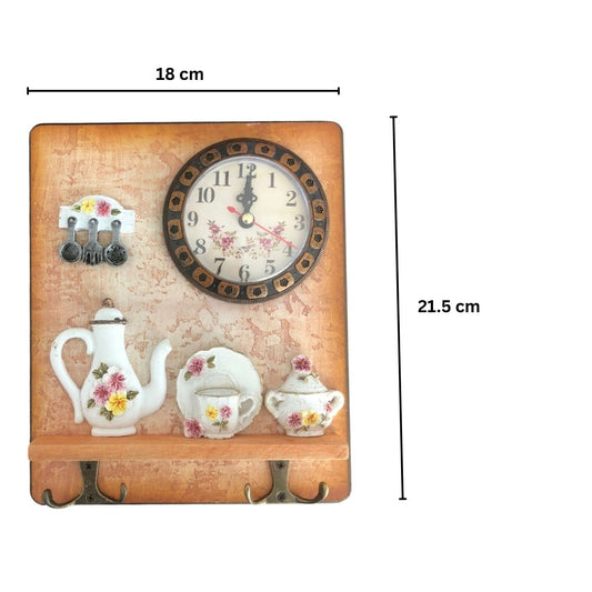 Cuier decorativ cu 2 carlige duble, Naimeed D58-3, 18x21.5x0.8 cm, Maro