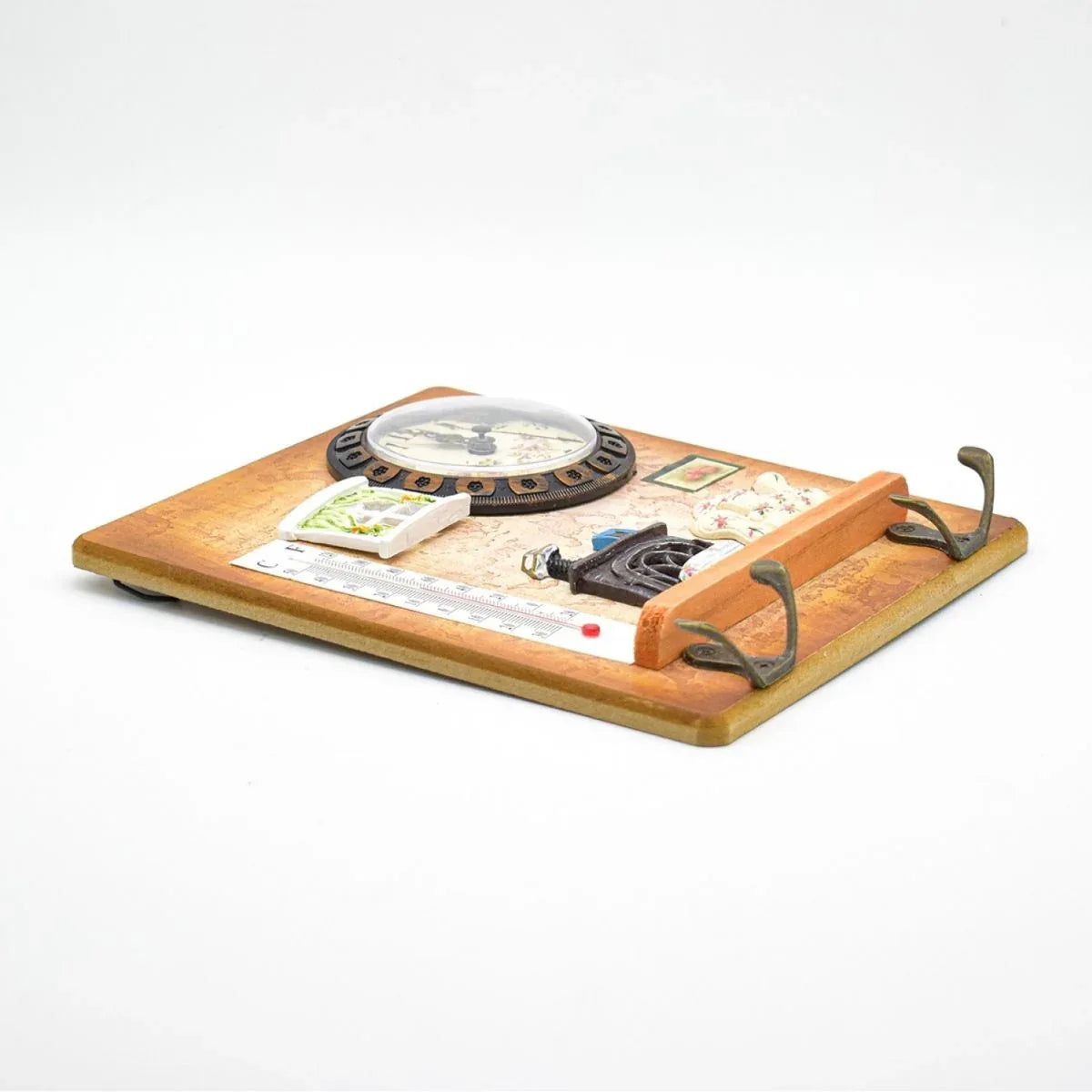 Cuier decorativ cu 2 carlige duble, Naimeed D58-4, 18.5x22x0.8 cm, Maro - 221.ro