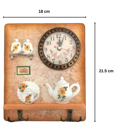 Cuier decorativ cu 2 carlige duble, Naimeed D58-6, 18x21.5x0.8 cm, Maro
