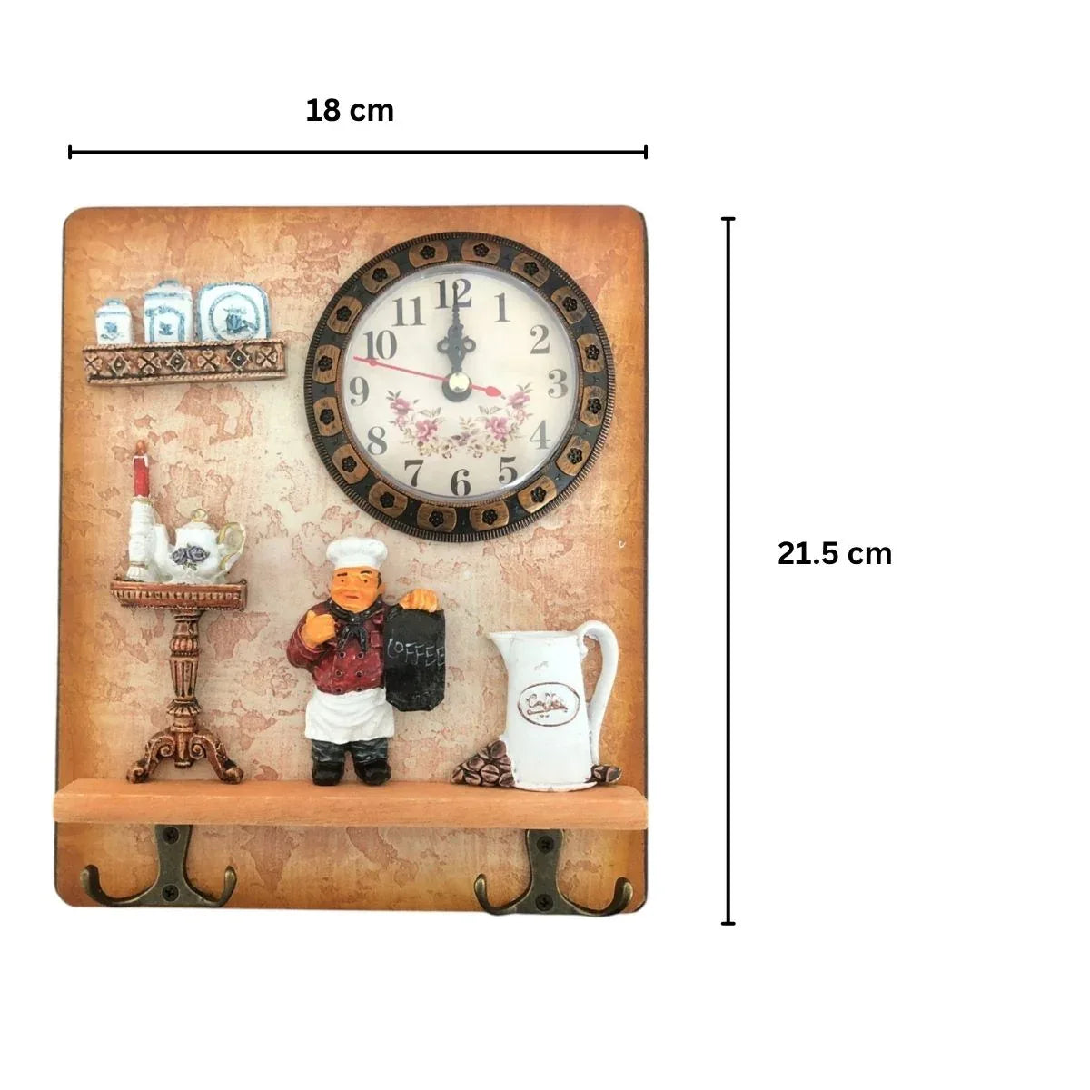 Cuier decorativ cu 2 carlige duble, Naimeed D58-7, 18x21.5x0.8 cm, Maro - 221.ro