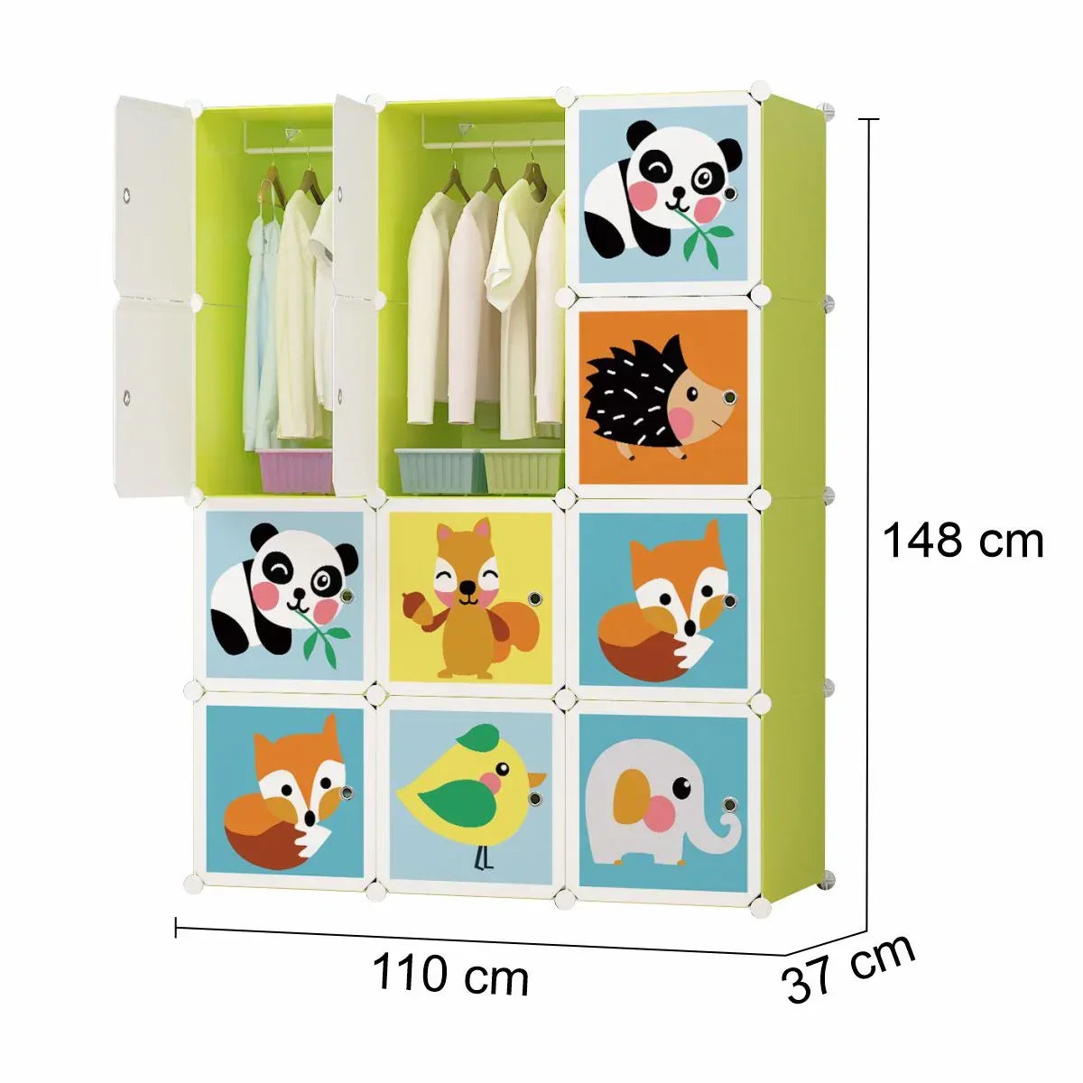 Dulap Modular Copii, 12 Usi, D5805, Verde - 221.ro