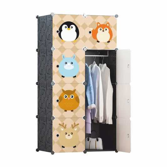 Dulap Modular Copii, 8 Usi, D5812, Negru-Maro - 221.ro