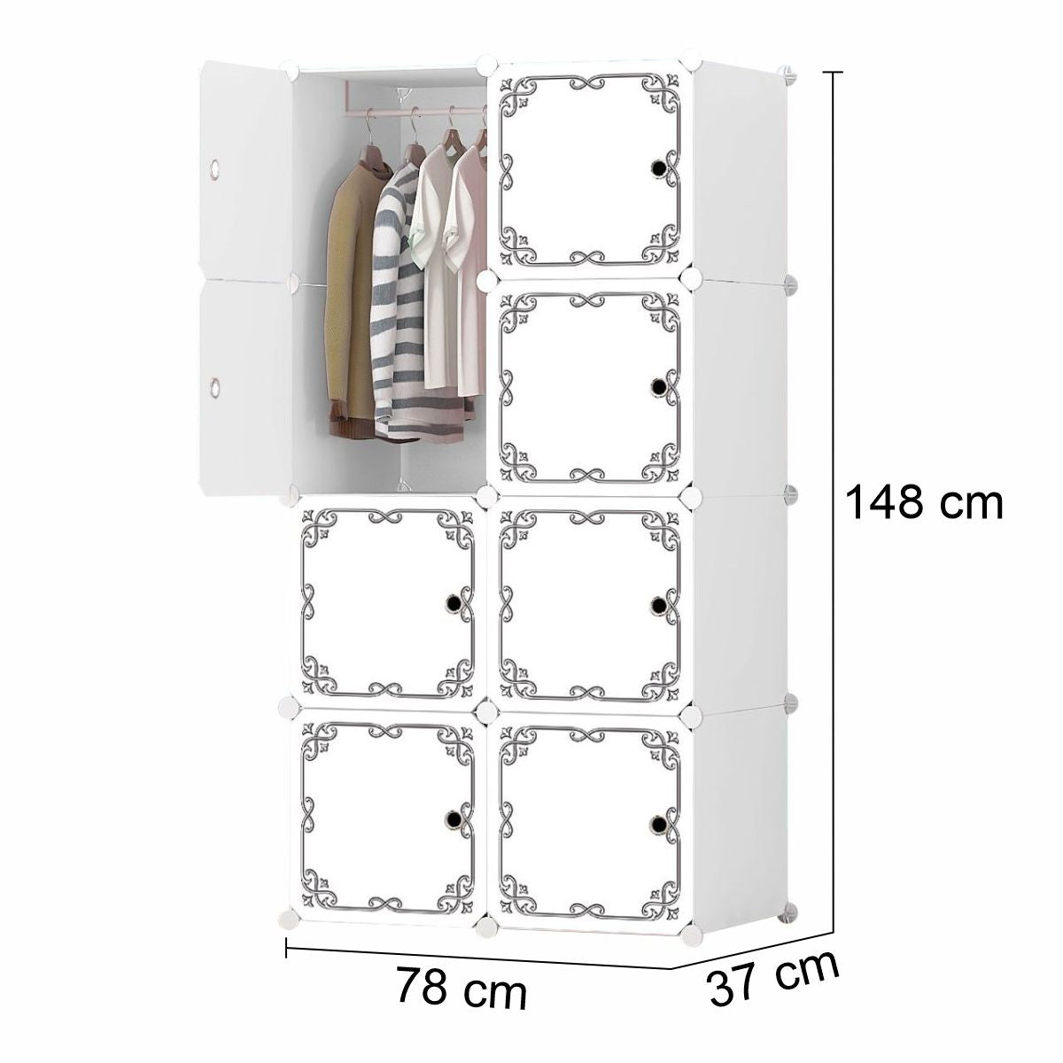 Dulap Modular, 8 Usi, D5816, Alb