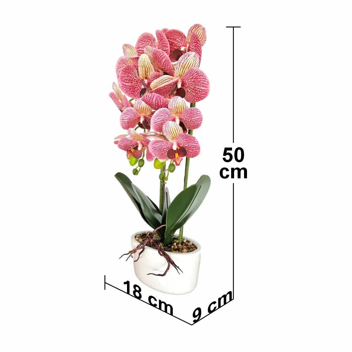 Orhidee cu aspect natural in ghiveci ceramic, 50 cm, Naimeed D5819, Mov - 221.ro