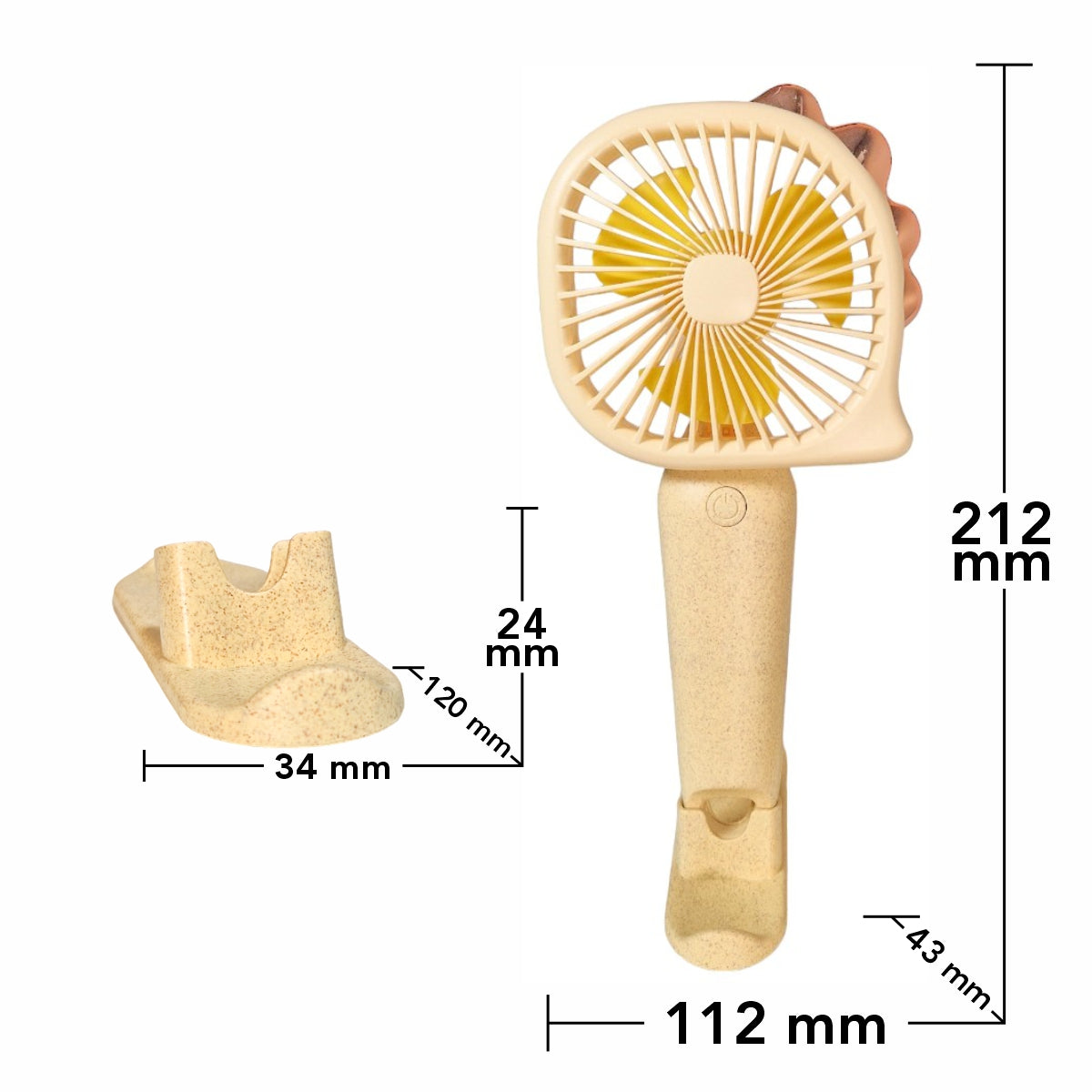 Ventilator, cu acumulator, Naimeed D5825, USB, Galben, 112x212x43 mm