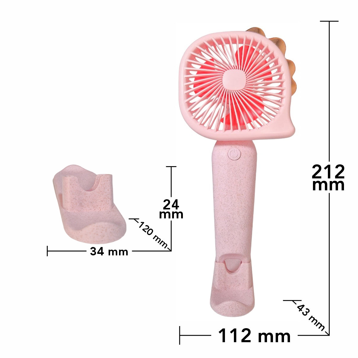 Ventilator, cu acumulator, Naimeed D5826, USB, Roz, 112x212x43 mm
