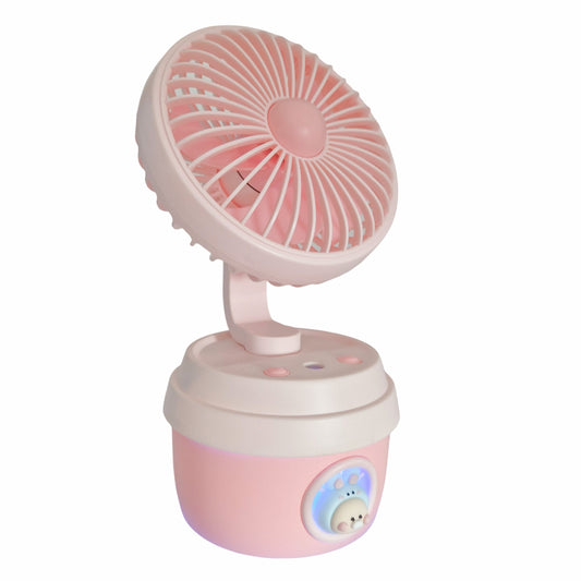 Ventilator si Umidificator, cu acumulator, Naimeed D5834, USB, Roz, 110x210x105mm