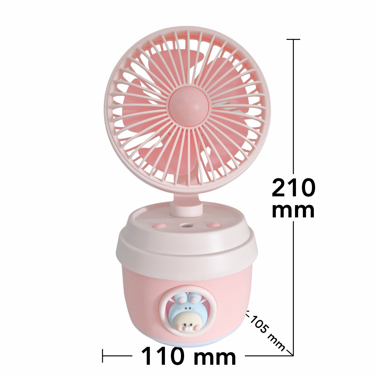 Ventilator si Umidificator, cu acumulator, Naimeed D5834, USB, Roz, 110x210x105mm