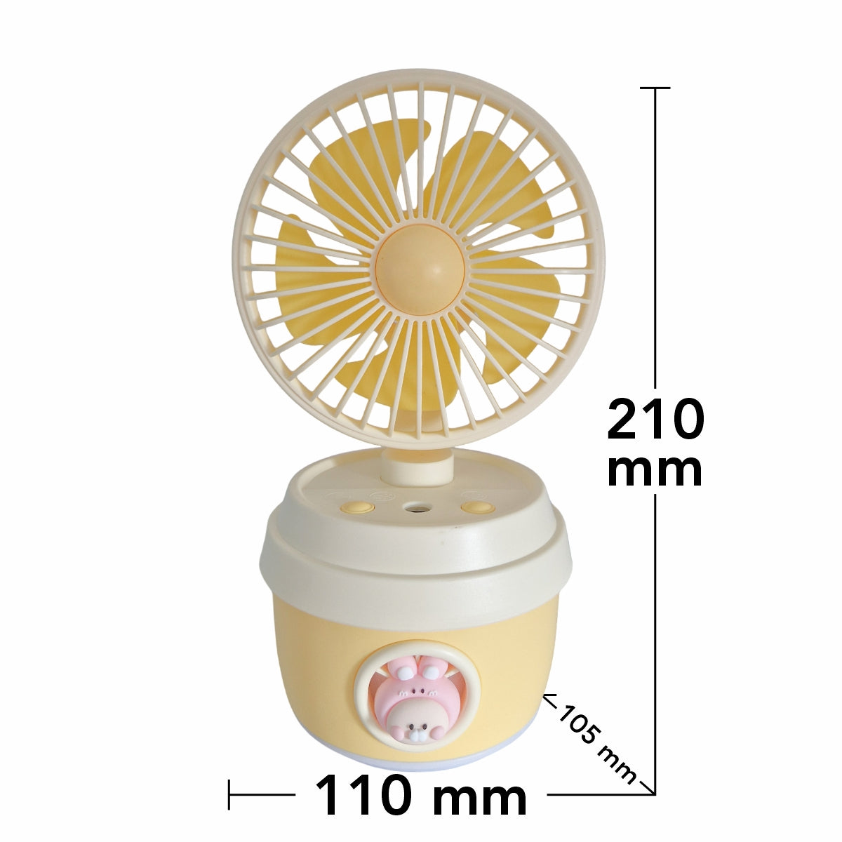 Ventilator si Umidificator, cu acumulator, Naimeed D5835, USB, Galben, 110x210x105mm