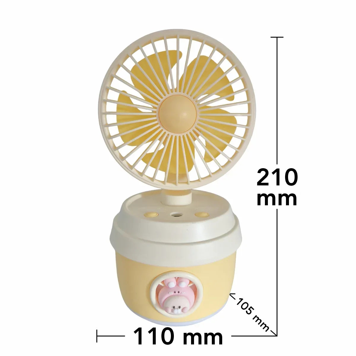 Ventilator si Umidificator, cu acumulator, Naimeed D5835, USB, Galben, 110x210x105mm - 221.ro