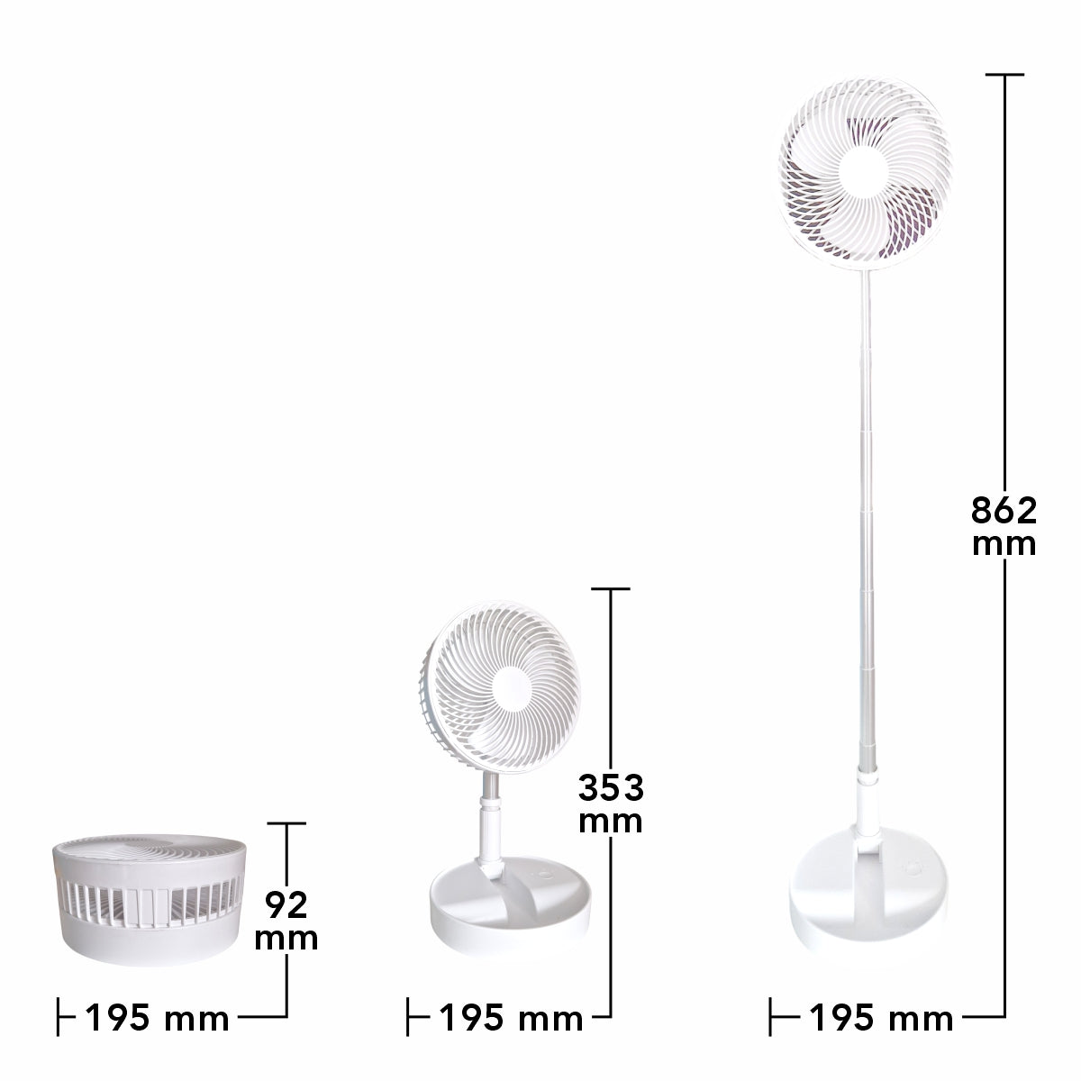 Ventilator, cu acumulator, Naimeed D5837, USB, Alb, 195x862x195mm