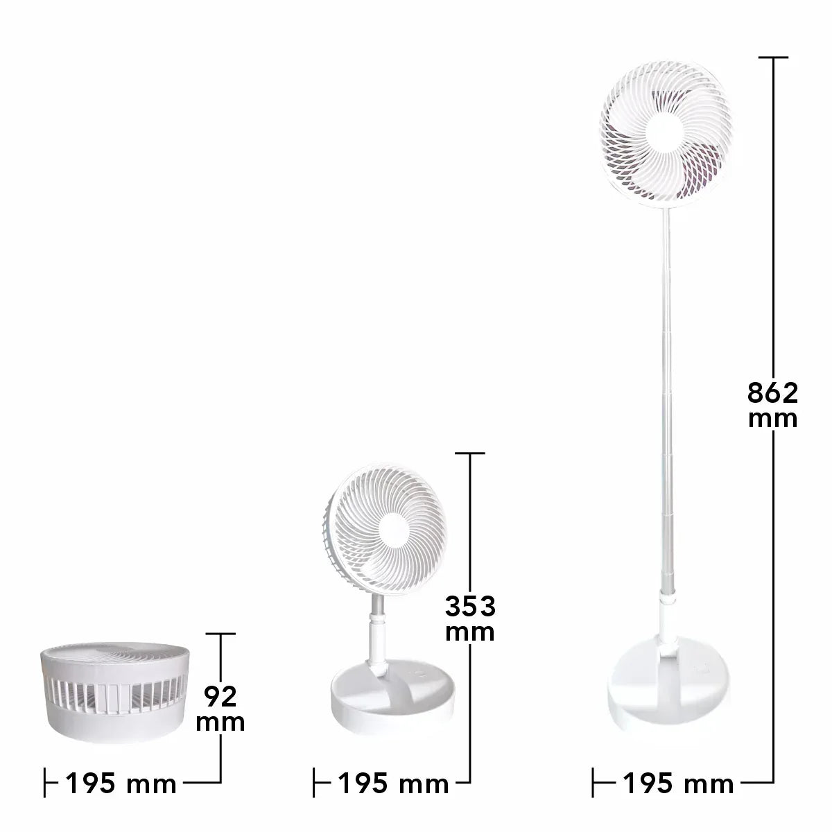Ventilator, cu acumulator, Naimeed D5837, USB, Alb, 195x862x195mm - 221.ro