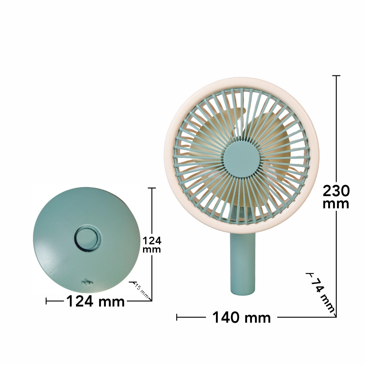 Ventilator, cu acumulator, Naimeed D5843, USB, Turcoaz, 140x230x74mm