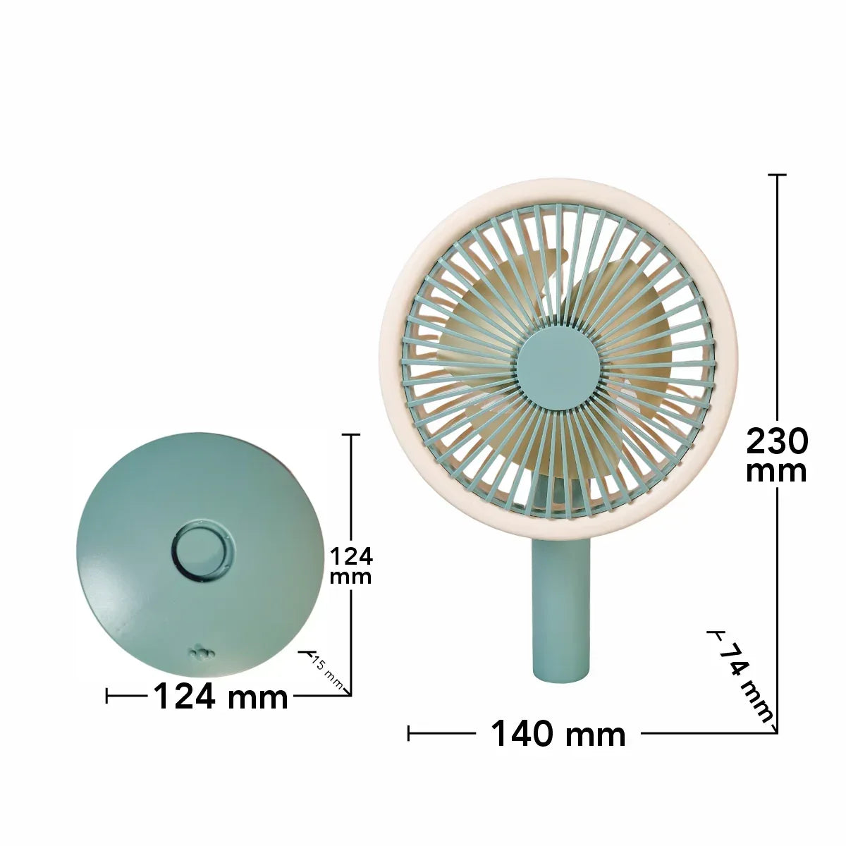 Ventilator, cu acumulator, Naimeed D5843, USB, Turcoaz, 140x230x74mm - 221.ro