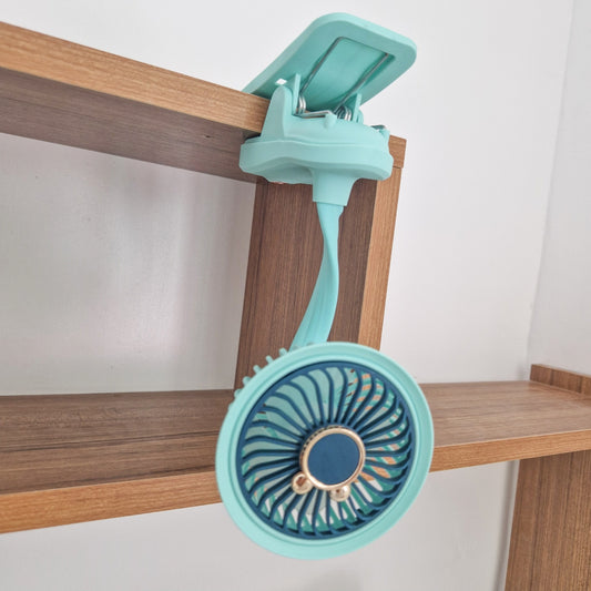 Ventilator, cu acumulator, Naimeed D5861, USB, Turcoaz, 105x240x90mm