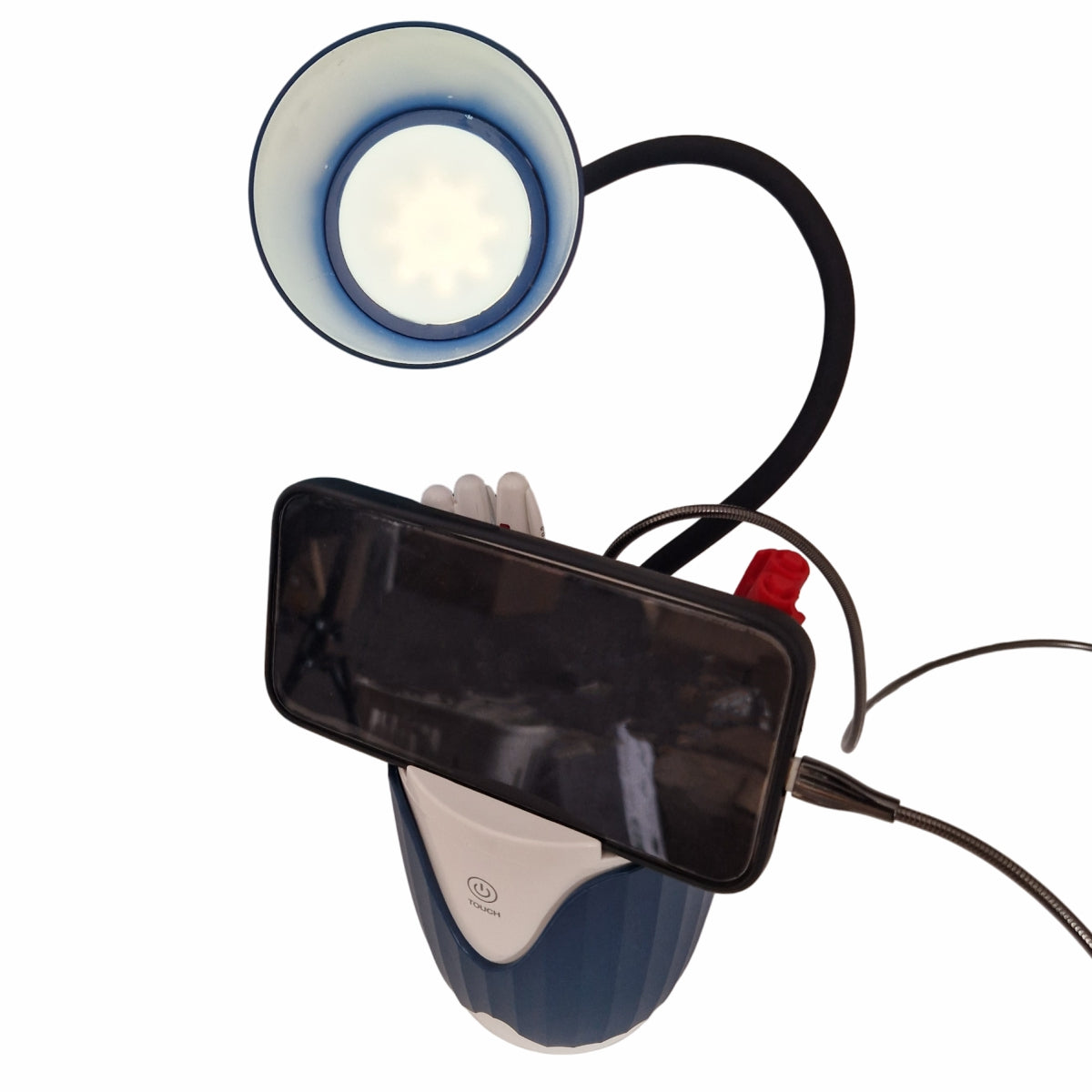 Veioza cu lumina LED, Naimeed D5887, Albastru, cu touch, incarcare USB telefon 100x437x117mm