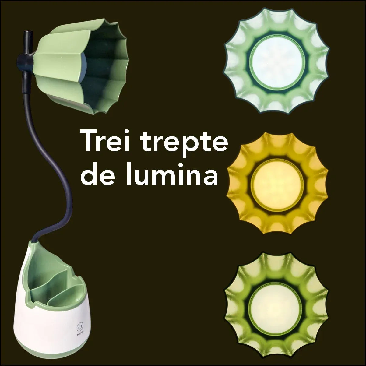 Veioza cu lumina LED, Naimeed D5889, Verde, cu touch, incarcare USB telefon 105x470x105mm - 221.ro