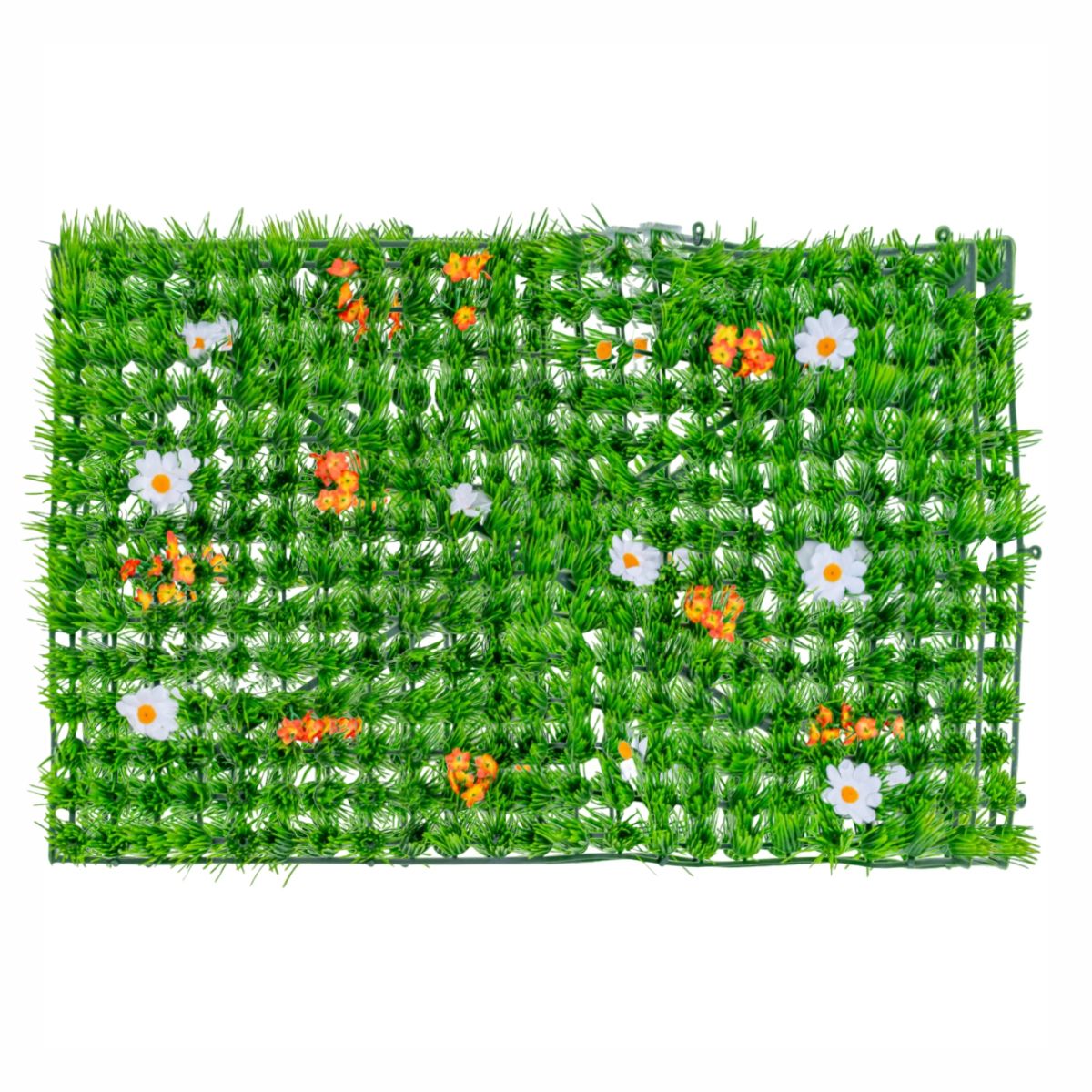 Panou din plante artificiale, cu iarba si flori, Naimeed D5894, Multicolor, 600x400mm