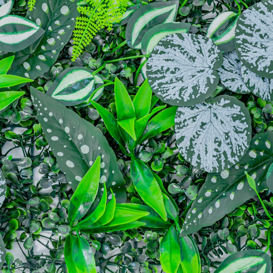 Panou din plante artificiale, cu frunze, Naimeed D5897, Verde Multicolor, 600x400mm