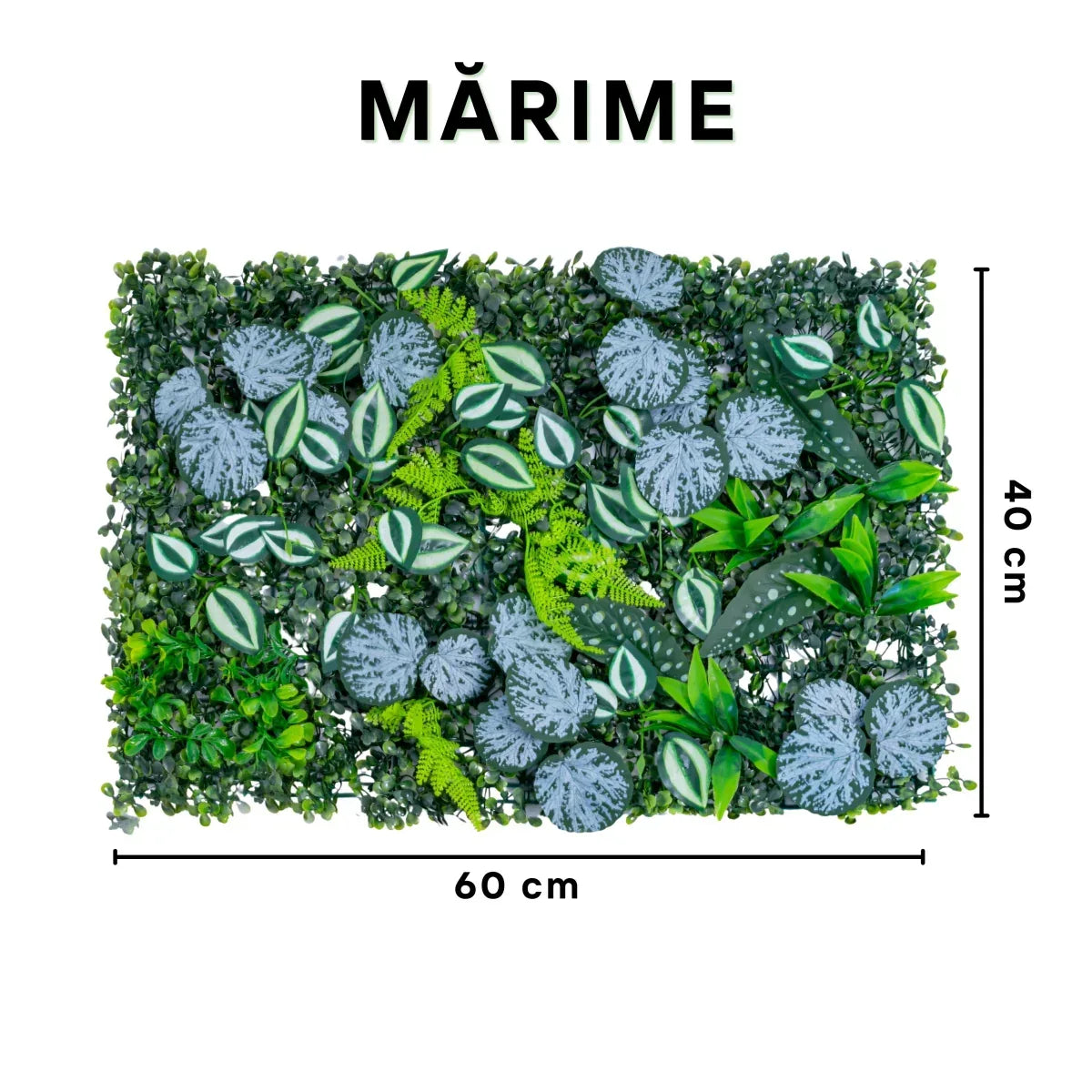 Panou din plante artificiale, cu frunze, Naimeed D5897, Verde Multicolor, 600x400mm - 221.ro