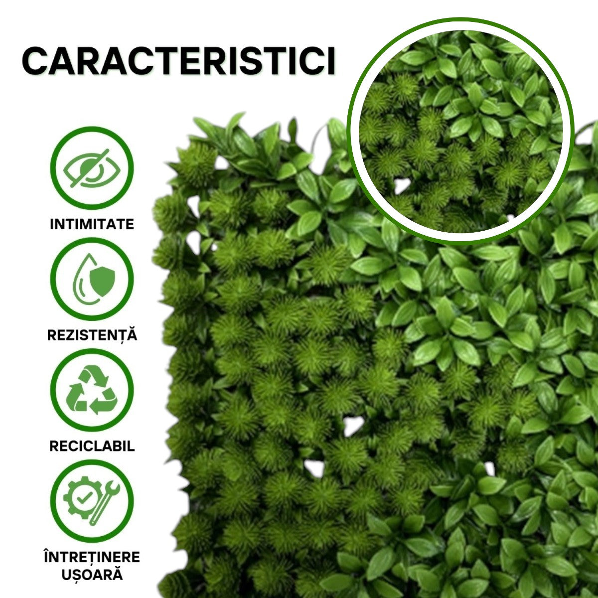 Panou din plante artificiale, cu frunze, Naimeed D5899, Verde, 600x400mm