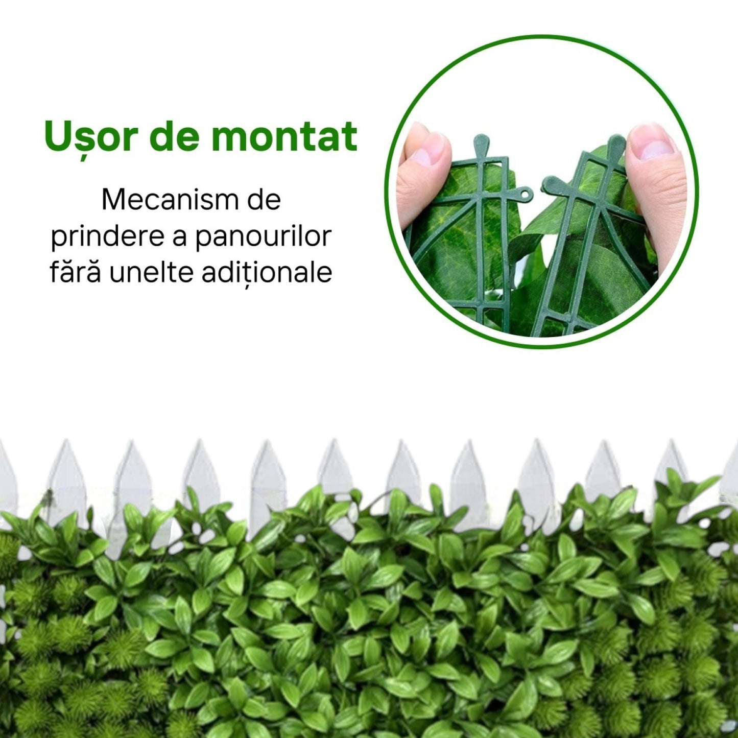 Panou din plante artificiale, cu frunze, Naimeed D7199, Verde, 100X50 cm