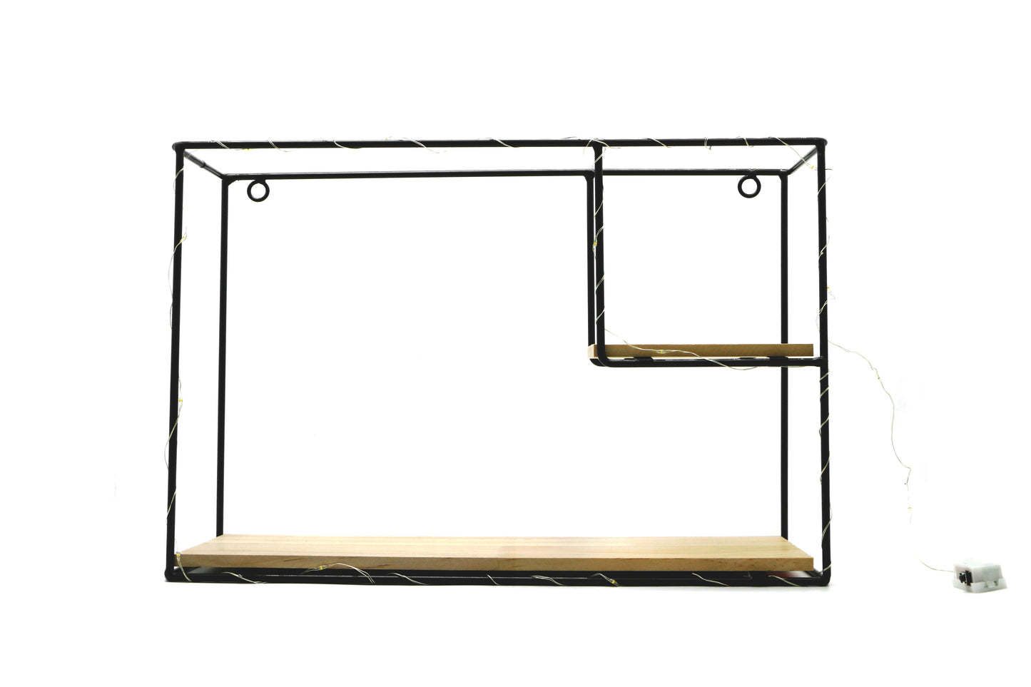 Etajera suspendata, negru cu luminite Led, Naimeed D59N, 38*25*11 cm