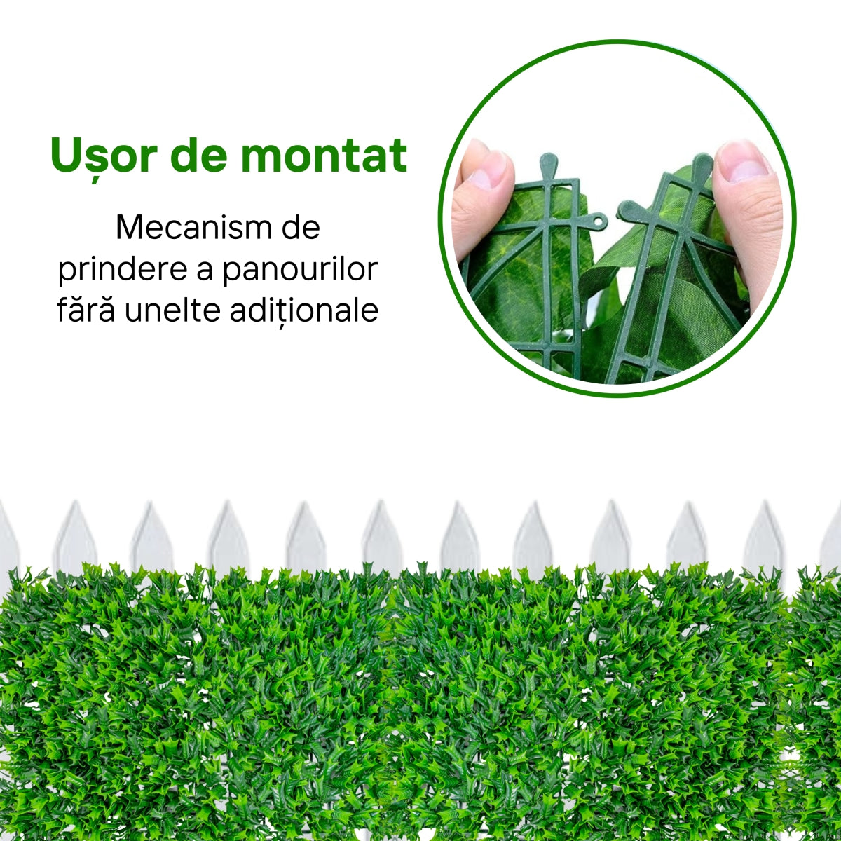 Panou din plante artificiale, cu frunze, Naimeed D5900, Verde, 600x400mm