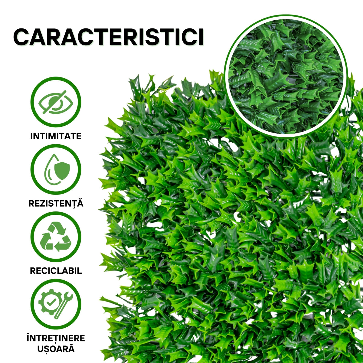 Panou din plante artificiale, cu frunze, Naimeed D5900, Verde, 600x400mm