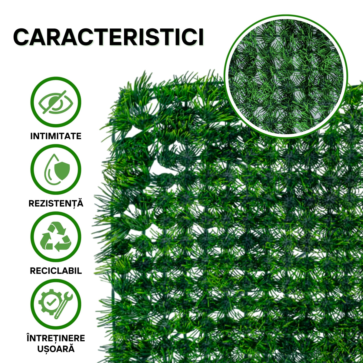 Panou din plante artificiale, cu gazon, Naimeed D5904, Verde, 600x400mm