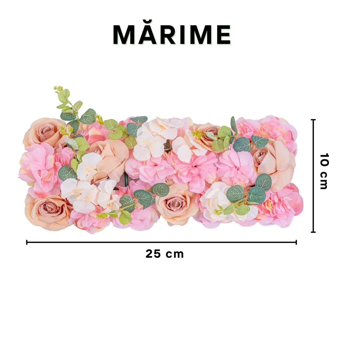 Panou din plante artificiale cu flori, Naimeed D5905, Roz, 250x100mm - 221.ro
