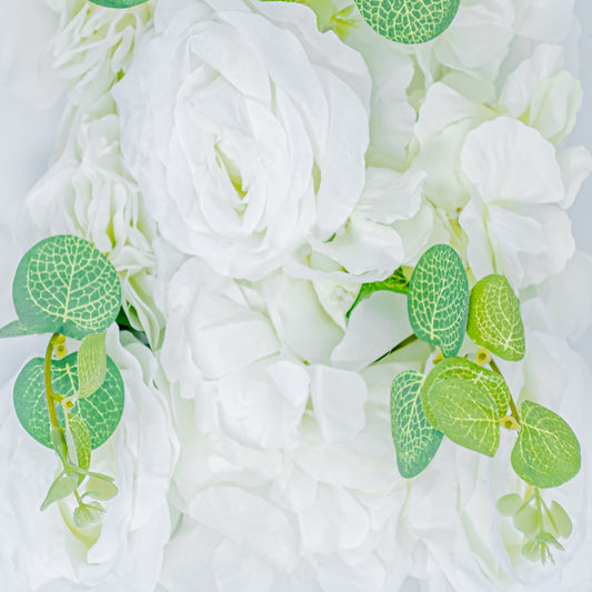 Panou din plante artificiale cu flori, Naimeed D5907, Alb, 250x100mm