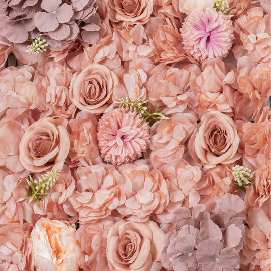 Panou din plante artificiale cu flori, Naimeed D5910, Maro, 600x400mm