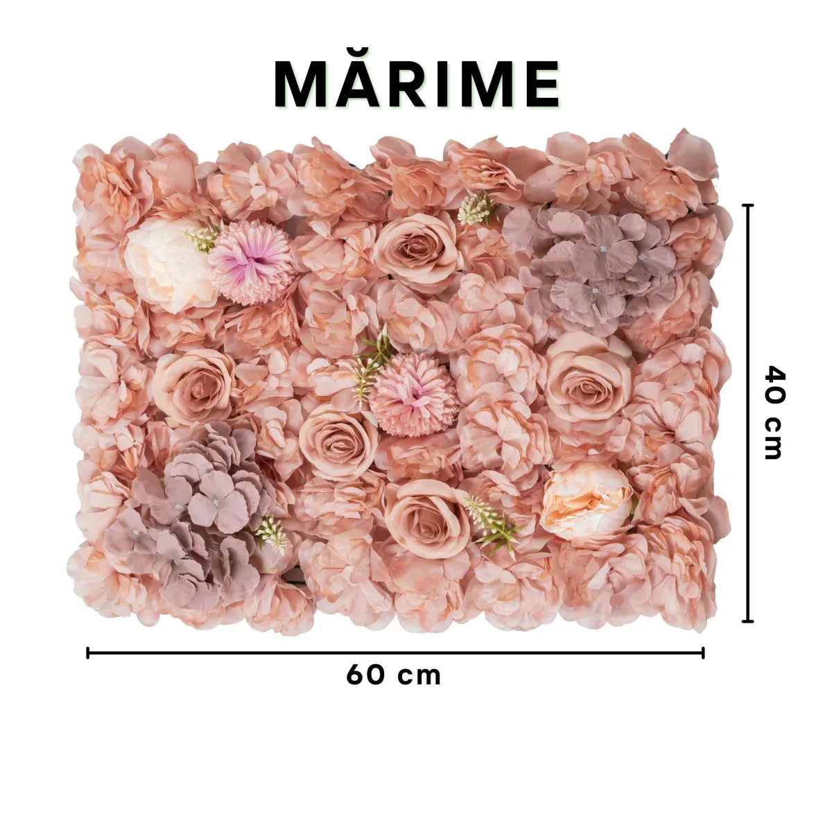 Panou din plante artificiale cu flori, Naimeed D5910, Maro, 600x400mm - 221.ro