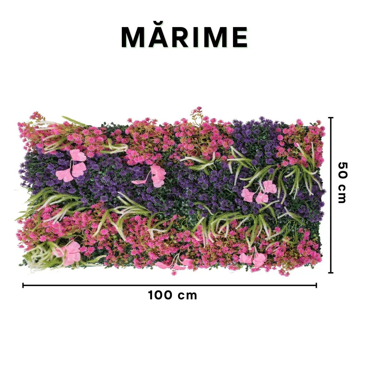 Panou din plante artificiale cu flori, Naimeed D5913, Mulricolor, 1000x500mm - 221.ro