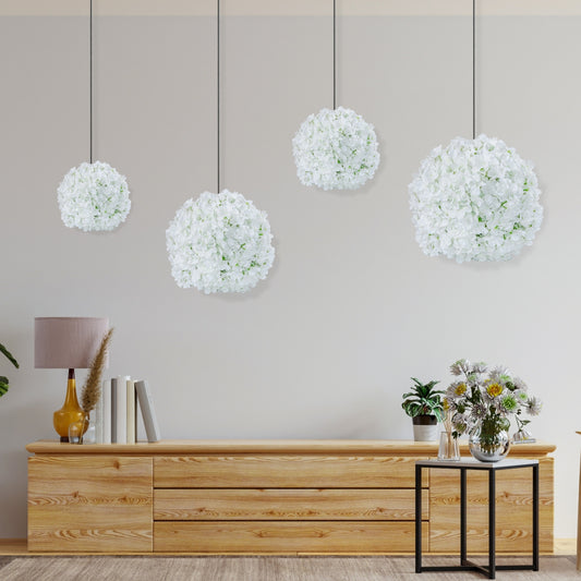 Sfera din plante artificiale, cu flori, Naimeed D5923, Alb, 150mm