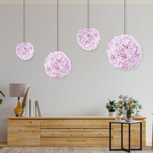 Sfera din plante artificiale, cu flori, Naimeed D5924, Roz, 150mm