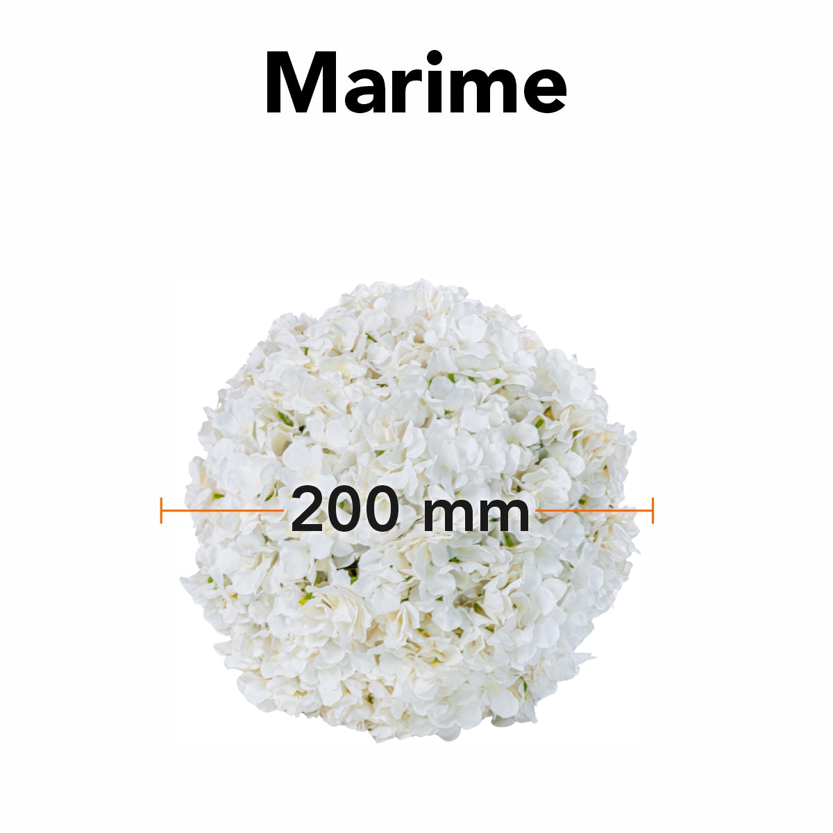 Sfera din plante artificiale, cu flori, Naimeed D5922, Alb, 200mm