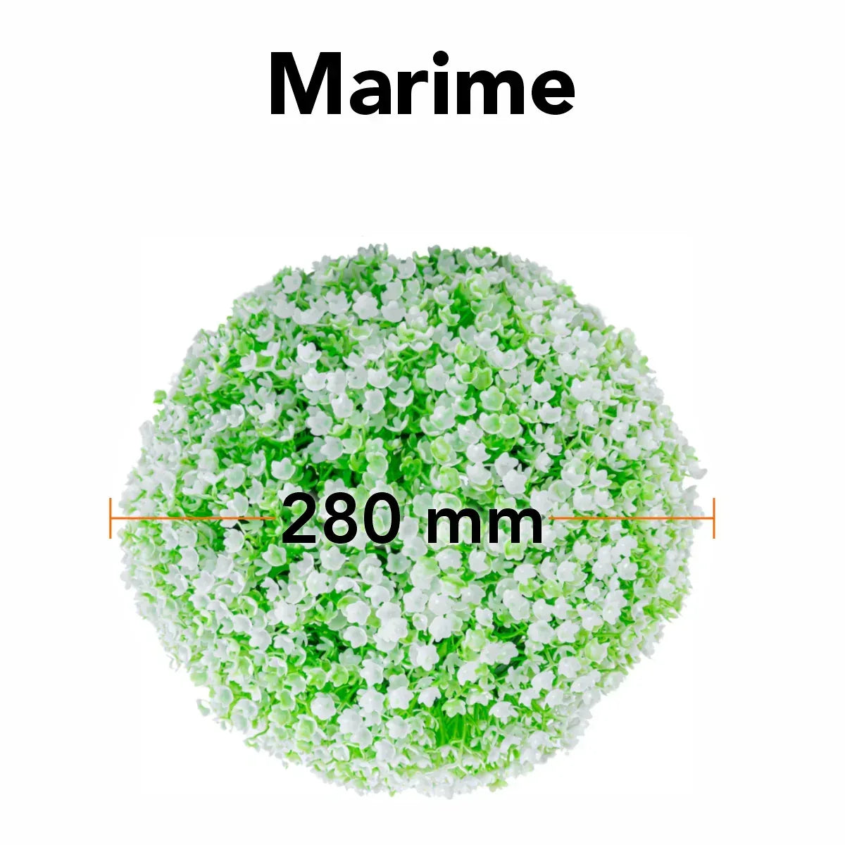 Sfera din plante artificiale, cu flori, Naimeed D5931, Verde-Alb, 280mm - 221.ro