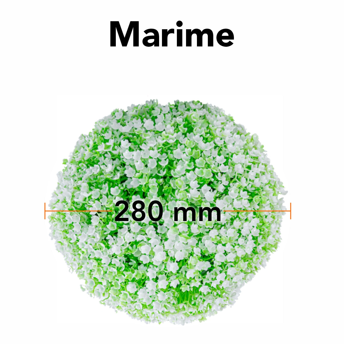 Sfera din plante artificiale, cu flori, Naimeed D5931, Verde-Alb, 280mm
