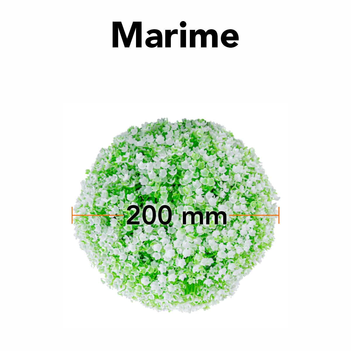 Sfera din plante artificiale, cu flori, Naimeed D5932, Verde-Alb, 200mm