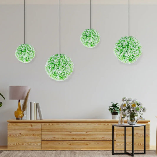 Sfera din plante artificiale, cu flori, Naimeed D5933, Verde-Alb, 150mm - 221.ro