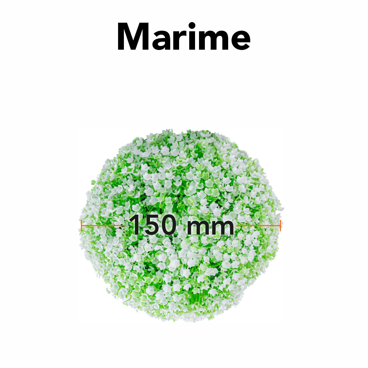 Sfera din plante artificiale, cu flori, Naimeed D5933, Verde-Alb, 150mm