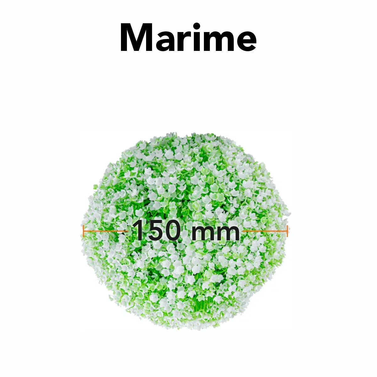 Sfera din plante artificiale, cu flori, Naimeed D5933, Verde-Alb, 150mm - 221.ro